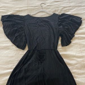 Black ruffle sleeve dress